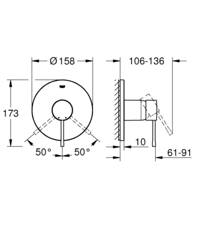 Cмеситель для душа Grohe Essence, однорычажный, хром (24057001)