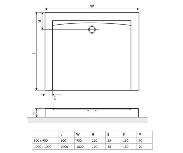 Душовий піддон Excellent Forma Compact, 90х90 (BREX.FOR09WHC)