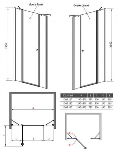 Душевые двери Radaway Eos II DWJS 120R, правые (3799454-01R)