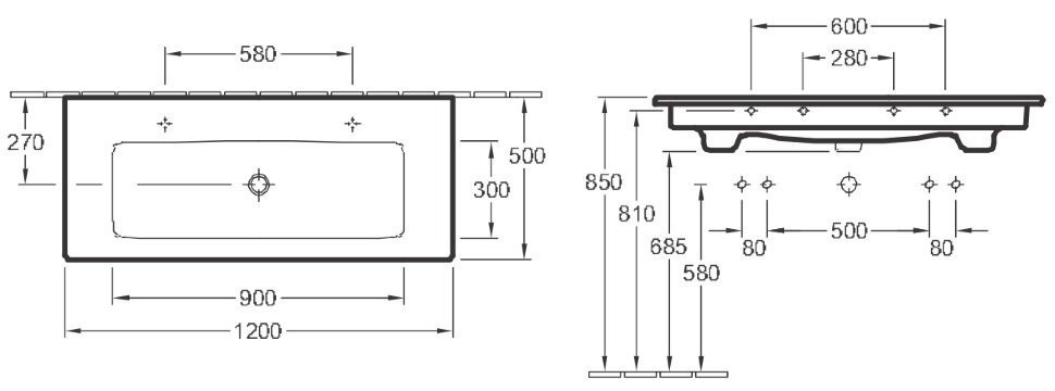 Умывальник подвесной Villeroy&Boch Venticello, 120 (4104CLR1)