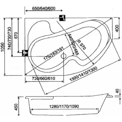 Ванна акрилова Koller Pool Montana, ліва, 170х105 (MONTANA170X105L)