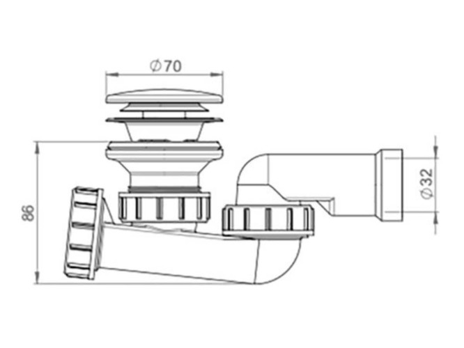 Сифон для ванны, d52/ d32 мм
