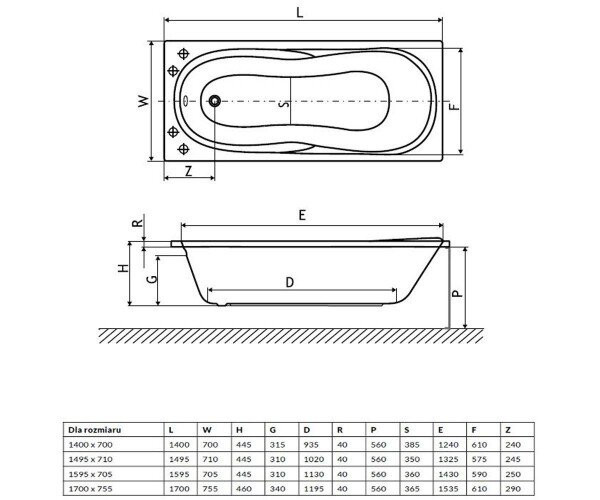 Ванна акрилова Excellent Sekvana, 140x70 (WAEX.SEK14WH)
