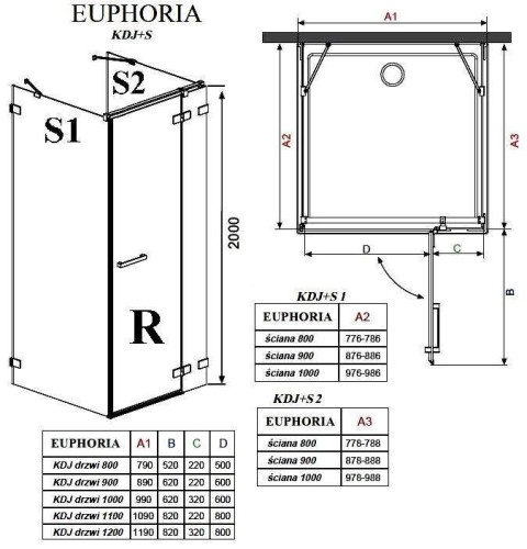 Душевые двери Radaway Euphoria KDJ+S 80R, правые (383021-01R)