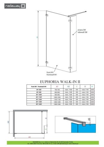 Душова стінка Radaway Walk-In Euphoria IV W4 80 (383140-01-01)