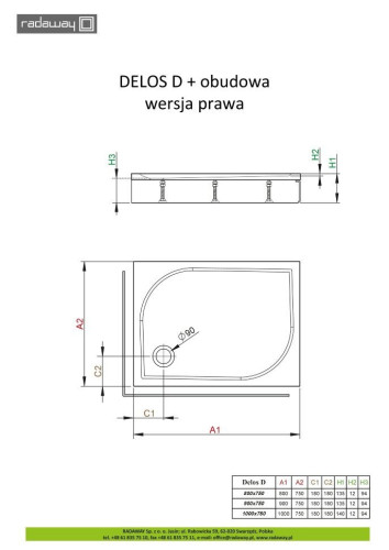 Душевой поддон Radaway Delos D, 100x75 (4D17515-03R)