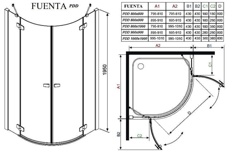Душова кабіна Radaway Fuenta New PDD, ліва, 100x100 (384003-01-01L)
