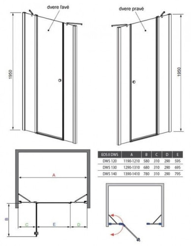 Душові двері Radaway Eos II DWJS 140L, ліві (3799456-01L)