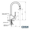 Смеситель для кухни Cosh, однорычажный, серебристый (COSHBW7011)