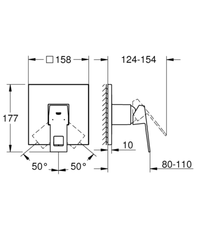 Cмеситель для душа Grohe Eurocube, однорычажный, хром (24061000)
