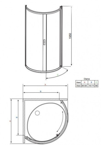 Душевая кабина Radaway Diana, 90x90 (30302-01-01NA)
