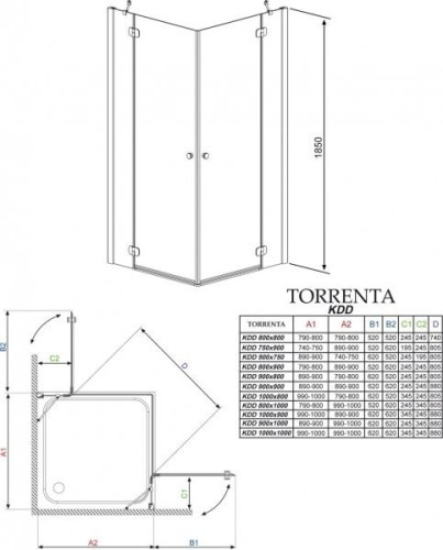Душевая кабина Radaway Torrenta KDD, 90x75 (32282-01-01NR)