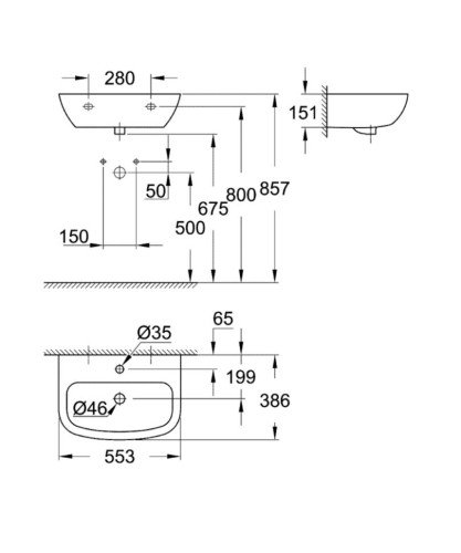 Умивальник підвісний Grohe Bau Ceramic , 55 (39440000)