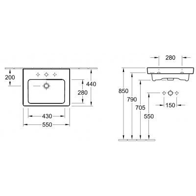 Умывальник подвесной Villeroy&Boch Subway 2.0, 55 (711355R1)