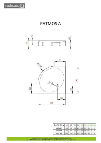 Душевой поддон Radaway Patmos A, 80x80 (4S88155-03)
