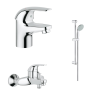 Комплект смесителей 3 в 1 Grohe Euroeco, хром (124428)