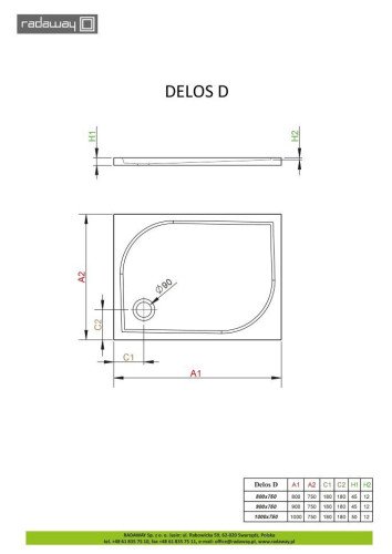 Душевой поддон Radaway Delos D, 80x75 (4D87545-03)