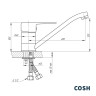 Смеситель для кухни Cosh, однорычажный, хром (COSHCRMS01002M)