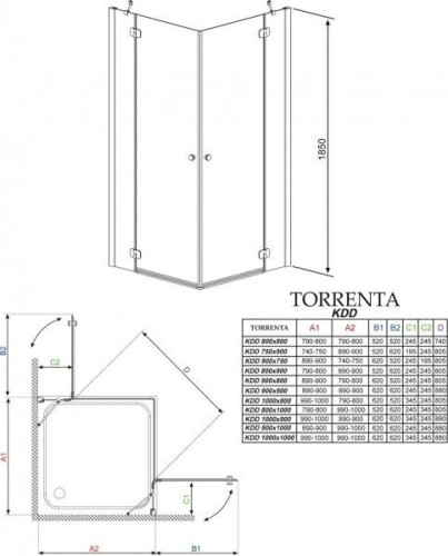 Душевая кабина Radaway Torrenta KDD, 90x90 (32252-01-01N)