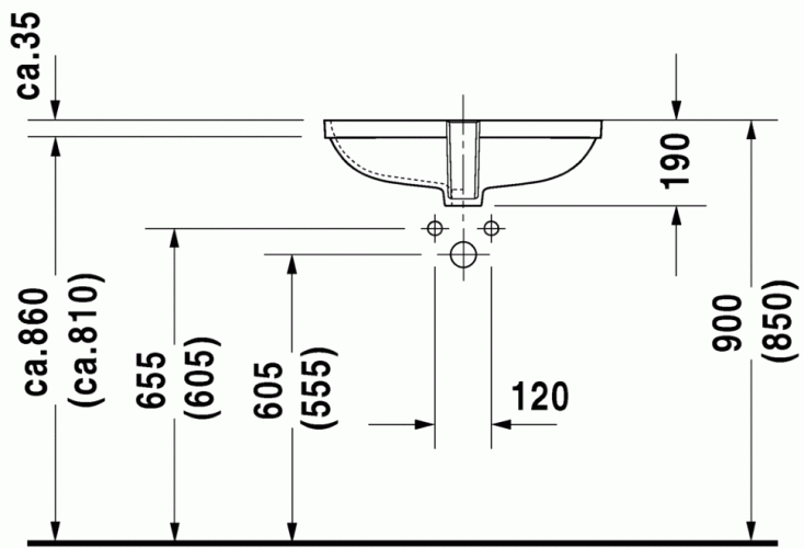Умывальник врезной Duravit D-Code, 58 (338560000)