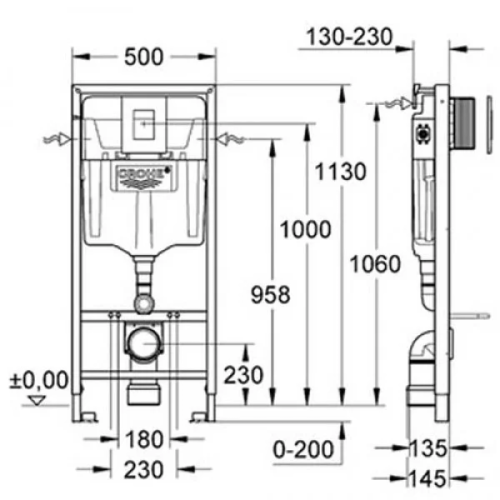 Инсталляция для унитаза Grohe Rapid SL (38722001)