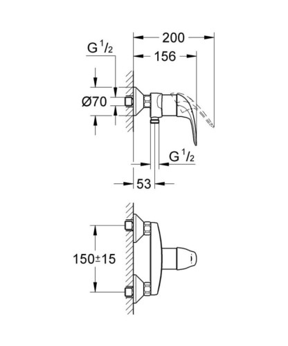 Змішувач для душу Grohe Euroeco, одноважільний, хром (32740000)
