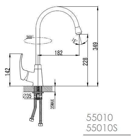 Смеситель для кухни Imprese Malse, однорычажный, сатин (55010S)