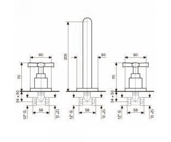 Змішувач для умивальника Emmevi Spirit New, двовентильний, хром (CR31155)