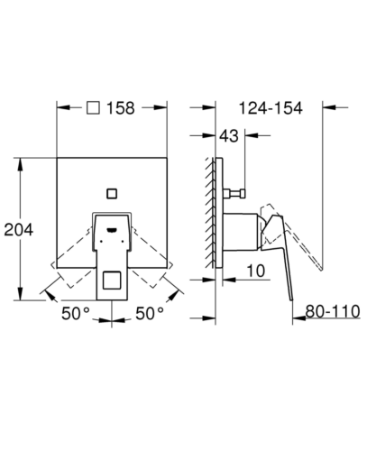 Смеситель для ванны Grohe Eurocube, однорычажный, хром (24062000)