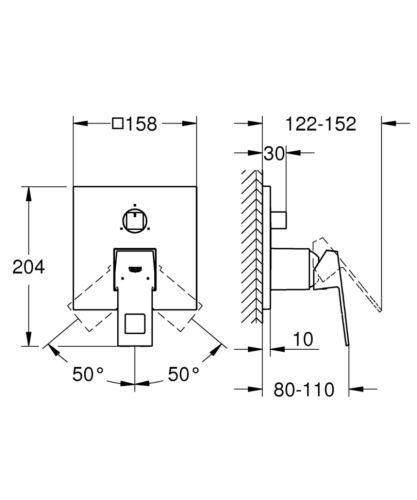 Смеситель для ванны Grohe Eurocube, однорычажный, хром (24094000)