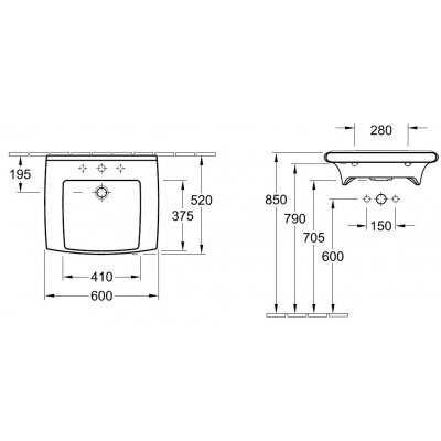 Умывальник подвесной Villeroy&Boch Lifetime, 60 (517460R1)