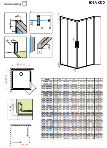 Душова кабіна Radaway Idea Black KDD, права, 120x120 (387064-54-01R)
