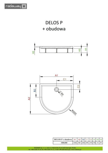 Душовий піддон Radaway Delos P, 100x90 (4Z19150-03N)