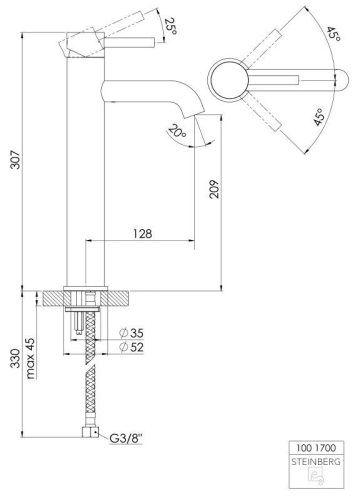 Cмеситель для умывальника Steinberg Serie 100, однорычажный, хром (100 1700)