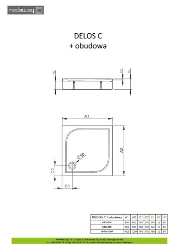 Душовий піддон Radaway Delos C, 90x90 (4C99170-03)