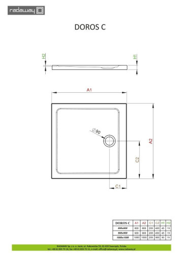 Душевой поддон Radaway Doros C, 100x100 (SDRC1010-01)