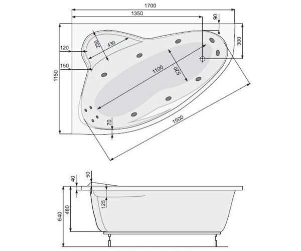 Ванна акриловая Pool Spa Europa, левая, 170x115 (PWAD210ZN000000)