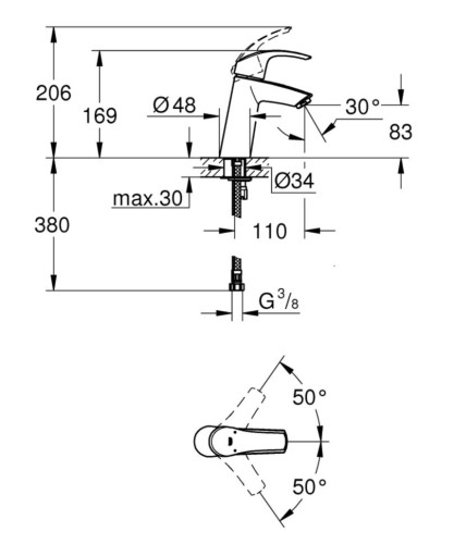 Комплект смесителей 3 в 1 Grohe Eurosmart, хром (UA34101TM0)