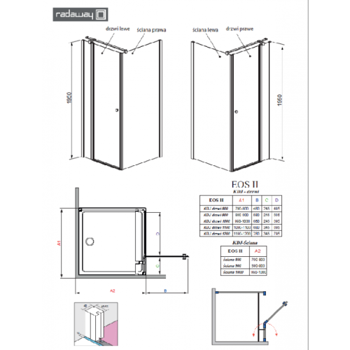 Душевые двери Radaway Eos II KDJ 120L, левые (3799424-01L)