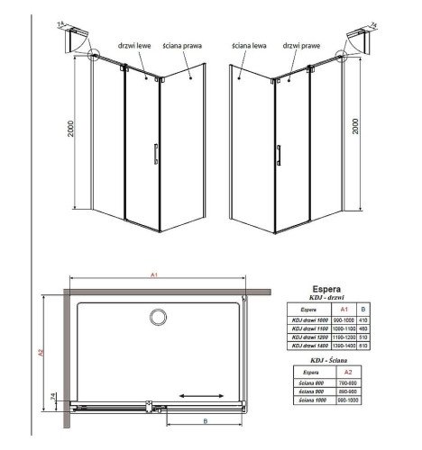 Душова стінка Radaway Espera KDJ S1 100, права (380140-01R)