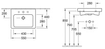 Умывальник подвесной Villeroy&Boch Subway 2.0, 55 (7113F501)