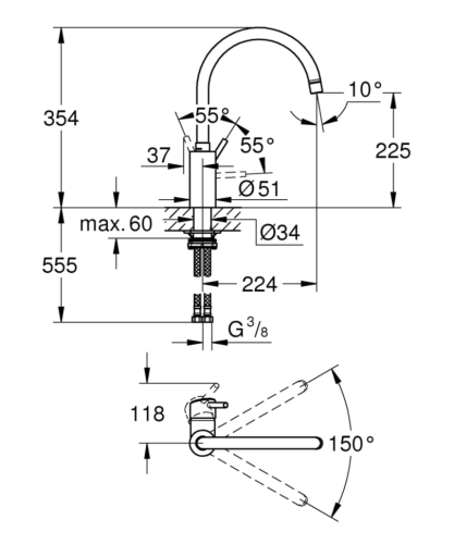 Смеситель для кухни Grohe Concetto New, однорычажный, хром (32661DC3)