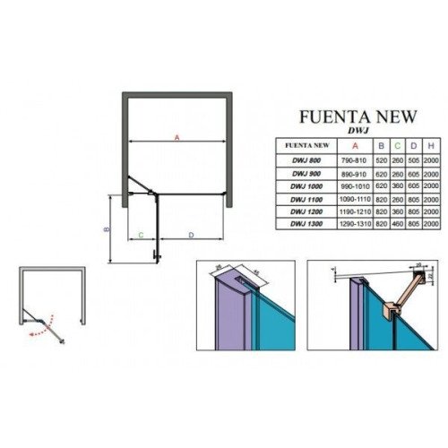 Душевые двери Radaway Fuenta New DWJ 90R, правые (384013-01-01R)