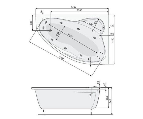 Ванна акриловая Pool Spa Europa, правая, 170x115 (PWAD110ZN000000)