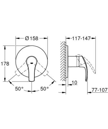Cмеситель для душа Grohe Eurosmart, однорычажный, хром (24042002)