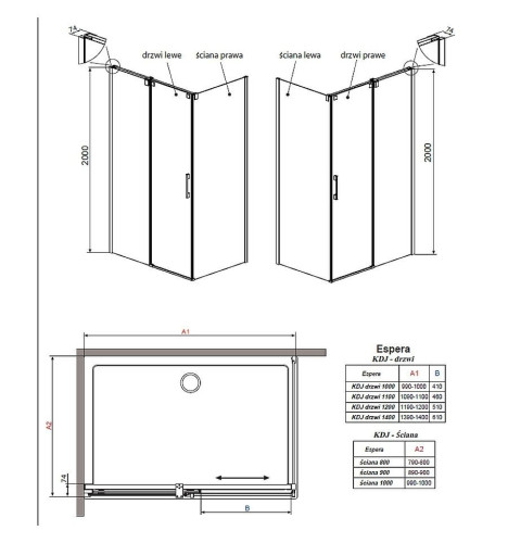 Душова стінка Radaway Espera KDJ S1 80, права (380148-01R)