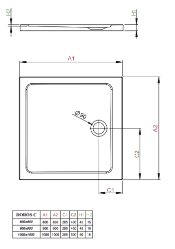 Душовий піддон Radaway Doros C Compact, 90x90 (SDRC9090-05)