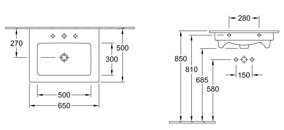 Умивальник підвісний Villeroy&Boch Venticello, 65 (412465R1)
