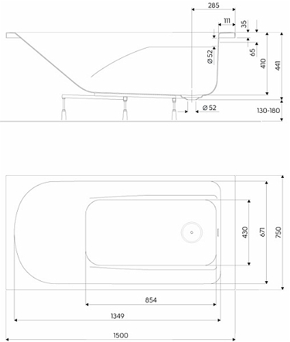 Ванна акриловая Kolo Comfort, 170x75 (XWP3070000)