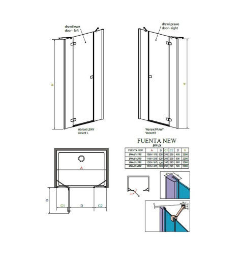 Душевые двери Radaway Fuenta New DWJS 110R, правые (384030-01-01R)